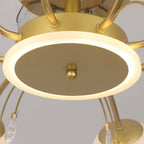 Elegant Gold Iron Chandelier Ceiling Fan with Remote Control
