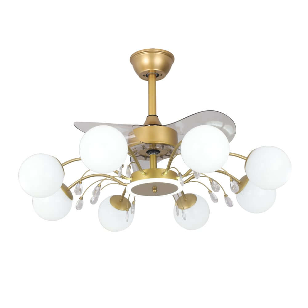 Elegant Gold Iron Chandelier Ceiling Fan with Remote Control