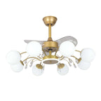 Elegant Gold Iron Chandelier Ceiling Fan with Remote Control