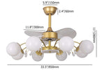 Elegant Gold Iron Chandelier Ceiling Fan with Remote Control Dimensions