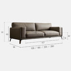 Spacious elegant gray Nordic sofa with microfiber leather upholstery, measuring 110 inches long dimensions