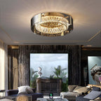 Elegant K9 Crystal Lantern Ceiling Light with Dimmable LED