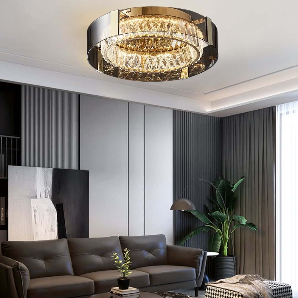 Elegant K9 Crystal Lantern Ceiling Light with Dimmable LED