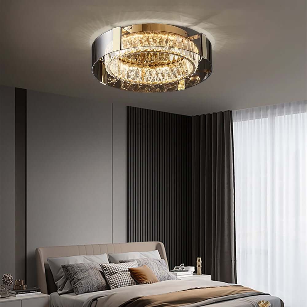 Elegant K9 Crystal Lantern Ceiling Light with Dimmable LED