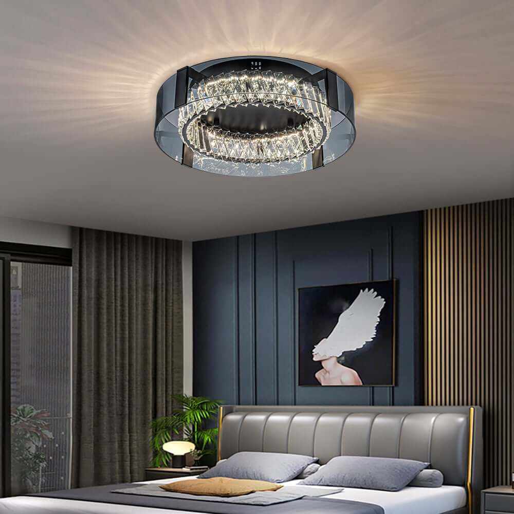 Elegant K9 Crystal Lantern Ceiling Light with Dimmable LED