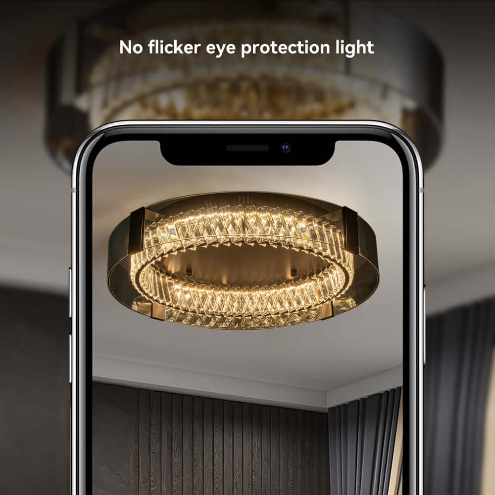 Elegant K9 Crystal Lantern Ceiling Light with Dimmable LED