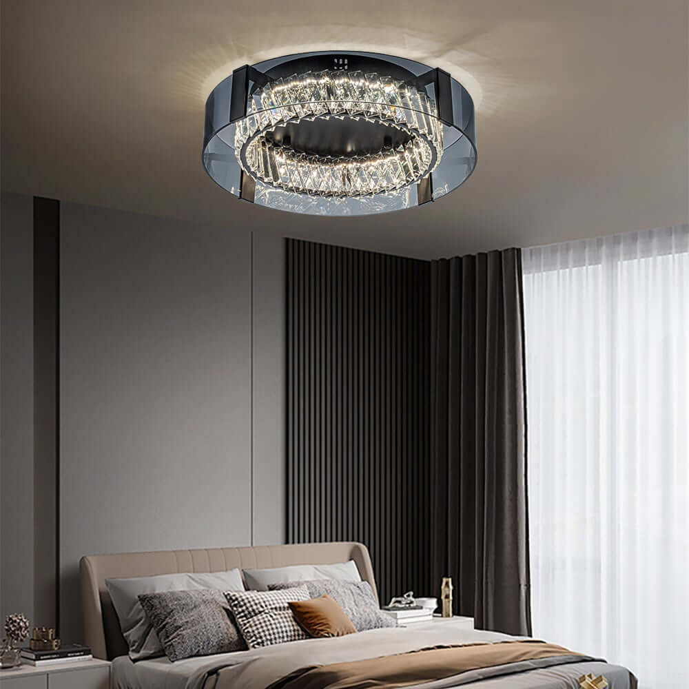 Elegant K9 Crystal Lantern Ceiling Light with Dimmable LED
