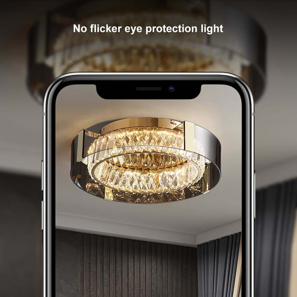 Elegant K9 Crystal Lantern Ceiling Light with Dimmable LED