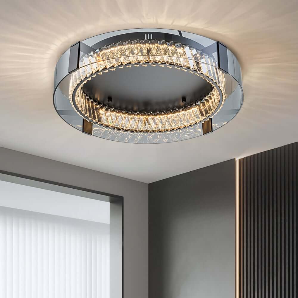 Elegant K9 Crystal Lantern Ceiling Light with Dimmable LED