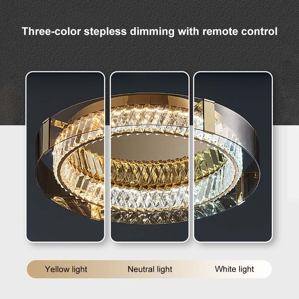 Elegant K9 Crystal Lantern Ceiling Light with Dimmable LED