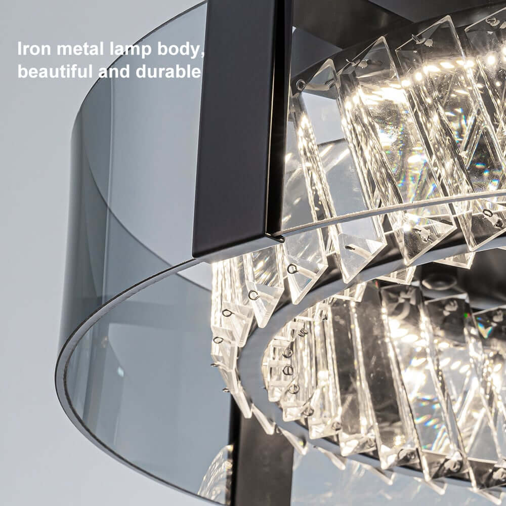 Elegant K9 Crystal Lantern Ceiling Light with Dimmable LED