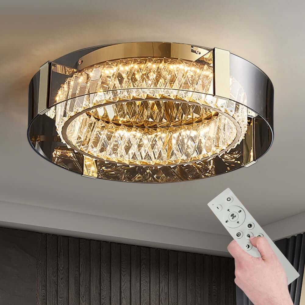 Elegant K9 Crystal Lantern Ceiling Light with Dimmable LED