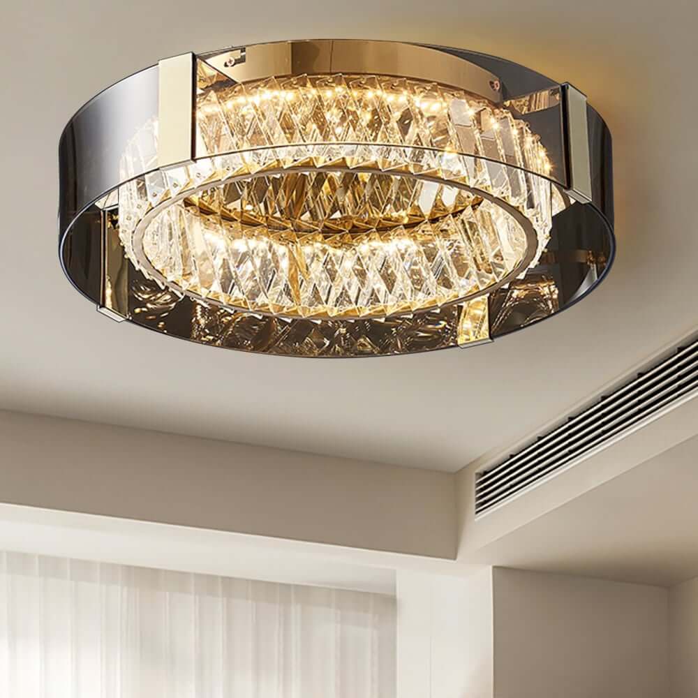 Elegant K9 Crystal Lantern Ceiling Light with Dimmable LED