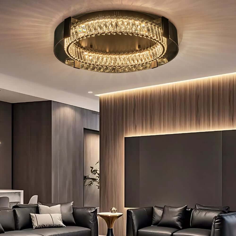 Elegant K9 Crystal Lantern Ceiling Light with Dimmable LED