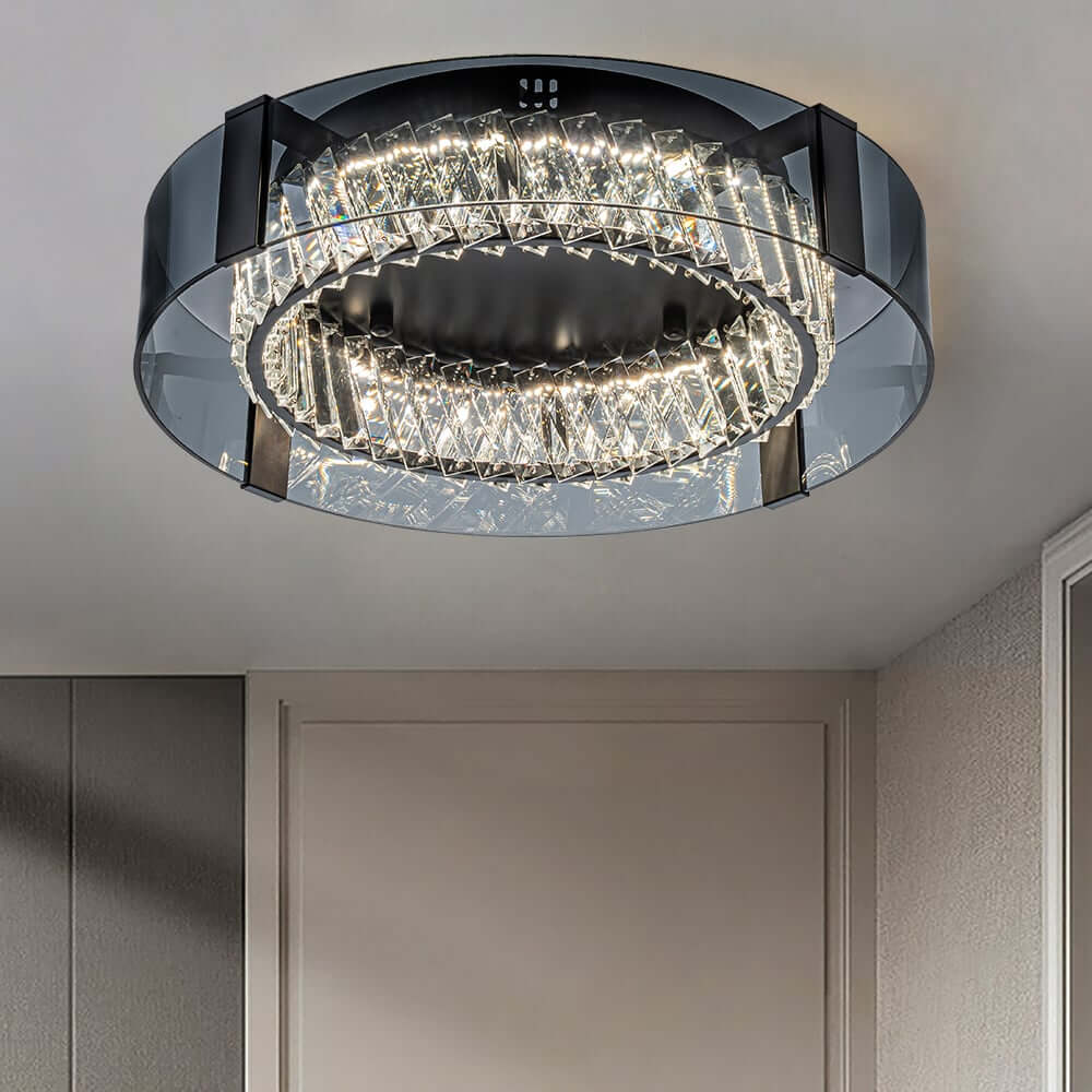 Elegant K9 Crystal Lantern Ceiling Light with Dimmable LED