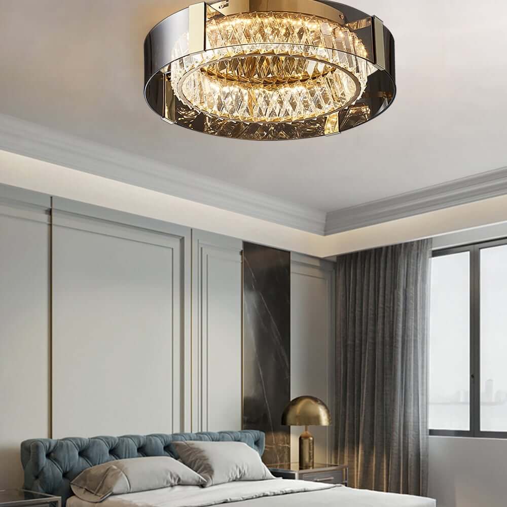 Elegant K9 Crystal Lantern Ceiling Light with Dimmable LED