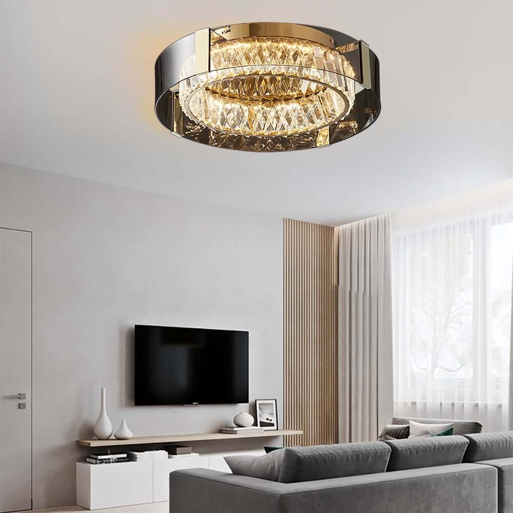 Elegant K9 Crystal Lantern Ceiling Light with Dimmable LED