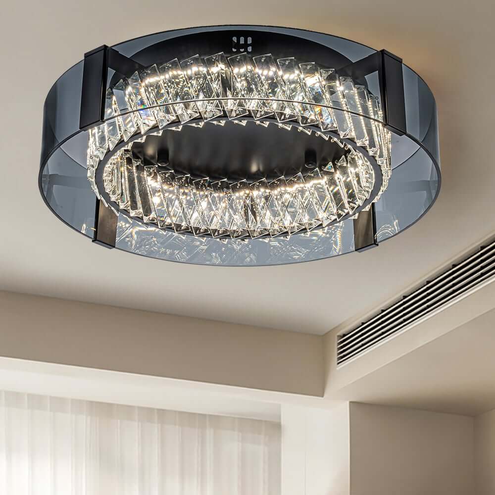 Elegant K9 Crystal Lantern Ceiling Light with Dimmable LED