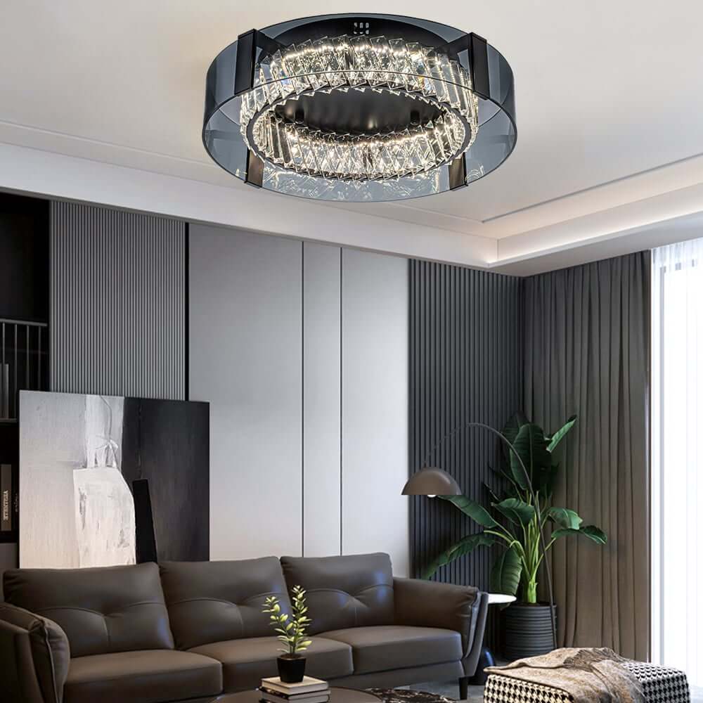 Elegant K9 Crystal Lantern Ceiling Light with Dimmable LED