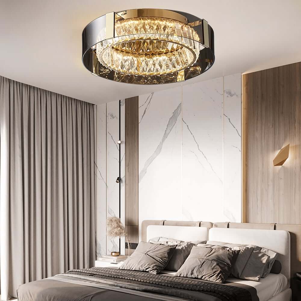 Elegant K9 Crystal Lantern Ceiling Light with Dimmable LED