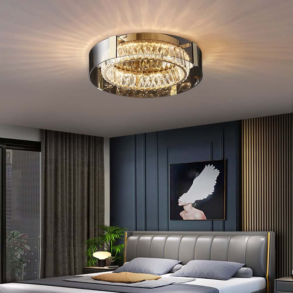 Elegant K9 Crystal Lantern Ceiling Light with Dimmable LED