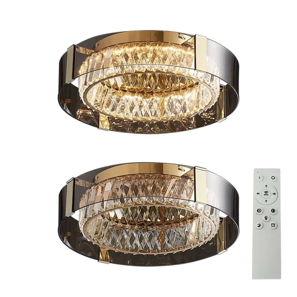 Elegant K9 Crystal Lantern Ceiling Light with Dimmable LED