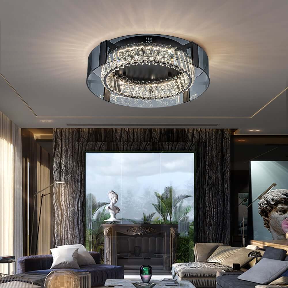 Elegant K9 Crystal Lantern Ceiling Light with Dimmable LED