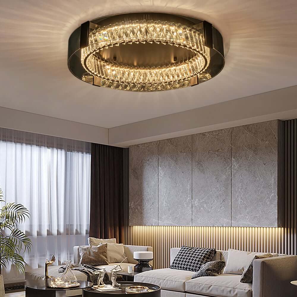 Elegant K9 Crystal Lantern Ceiling Light with Dimmable LED