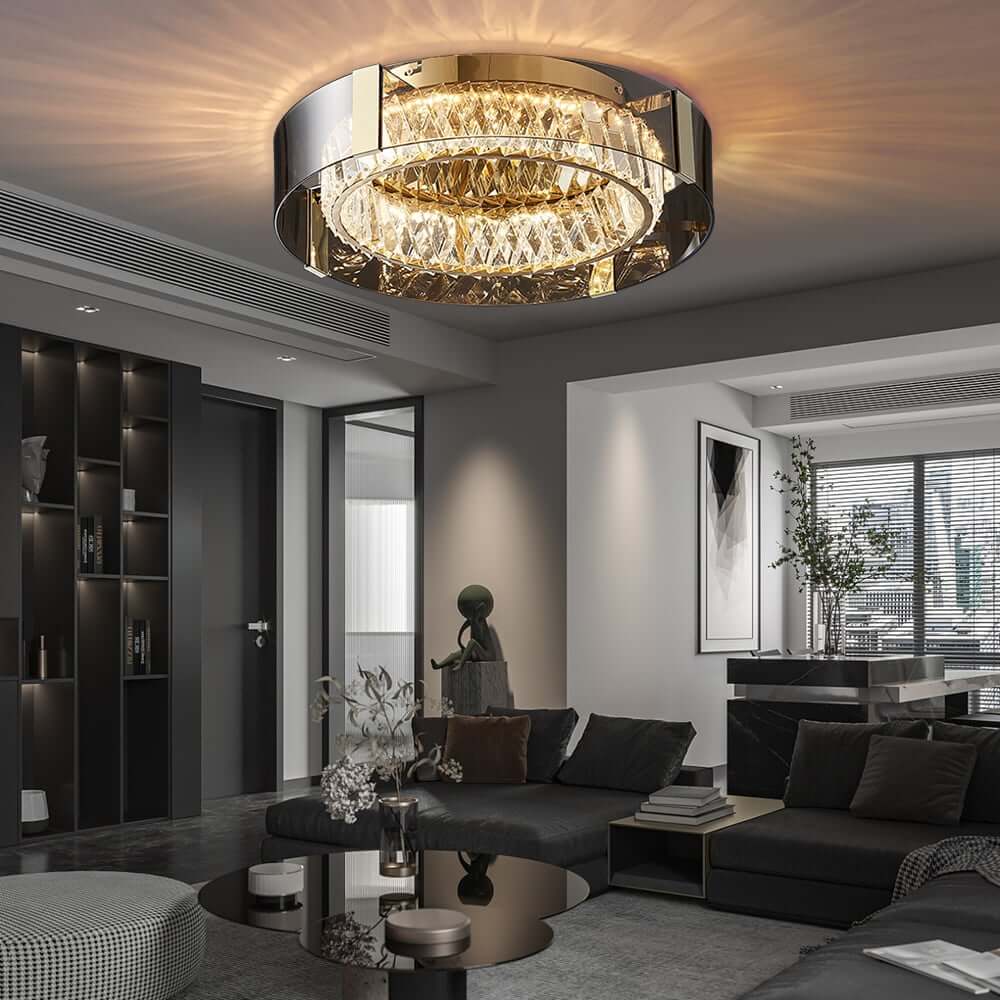 Elegant K9 Crystal Lantern Ceiling Light with Dimmable LED