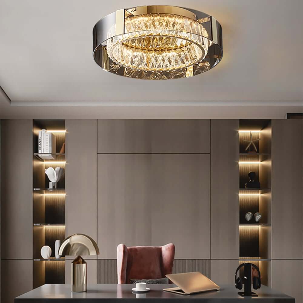 Elegant K9 Crystal Lantern Ceiling Light with Dimmable LED