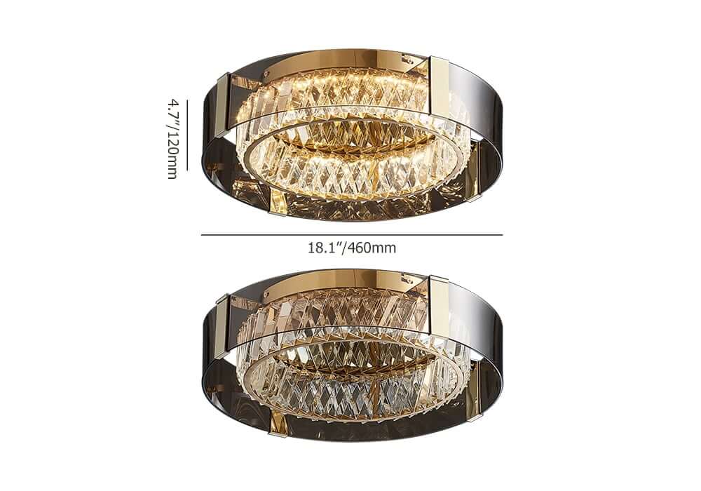 Elegant K9 Crystal Lantern Ceiling Light with Dimmable LED Dimensions