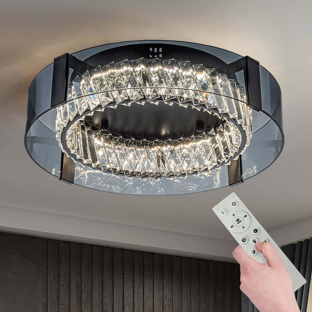 Elegant K9 Crystal Lantern Ceiling Light with Dimmable LED Main Product Image