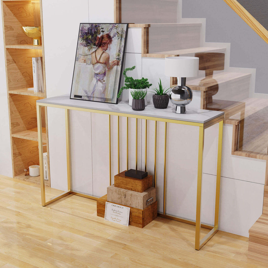 Elegant Nordic Stone Top Console Table