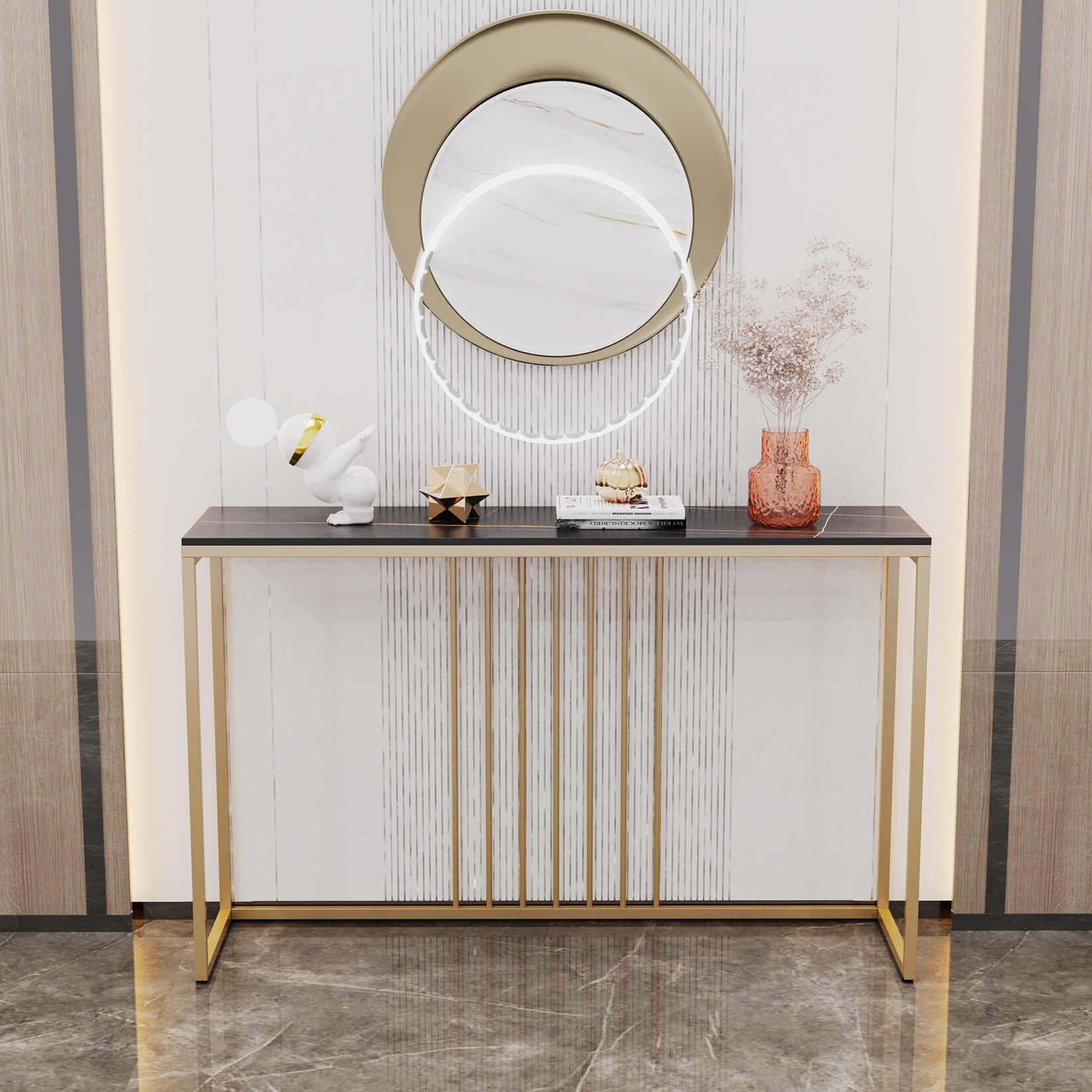 Elegant Nordic Stone Top Console Table
