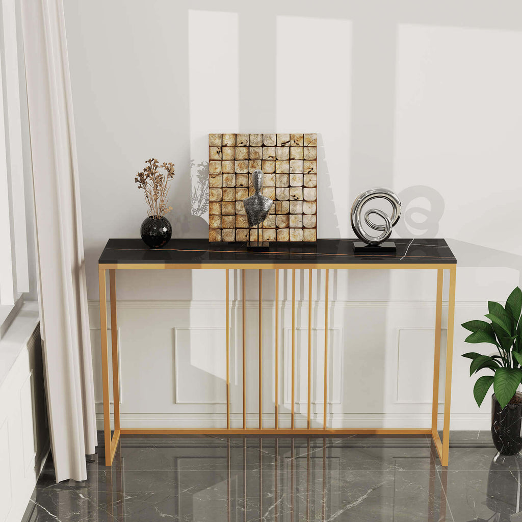 Elegant Nordic Stone Top Console Table