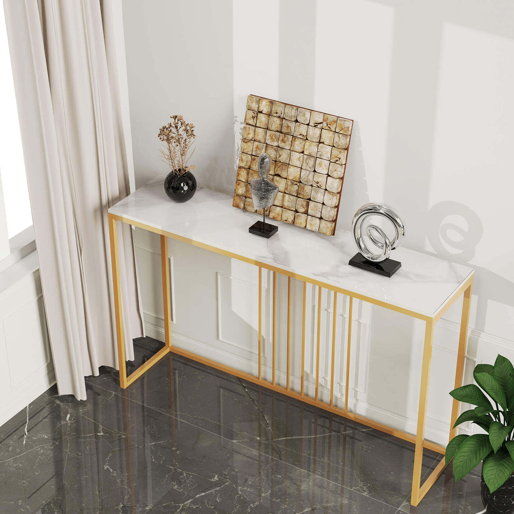 Elegant Nordic Stone Top Console Table