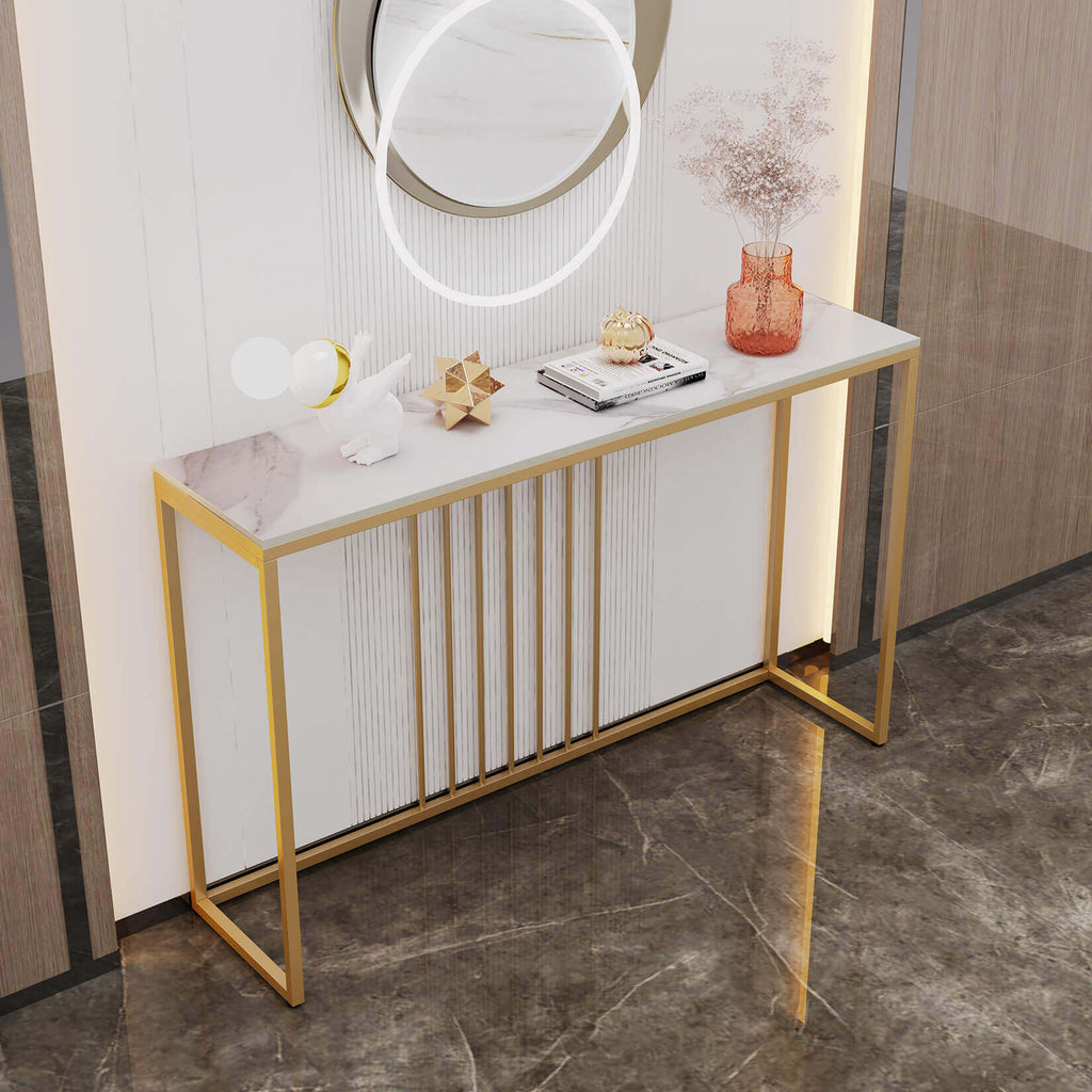 Elegant Nordic Stone Top Console Table