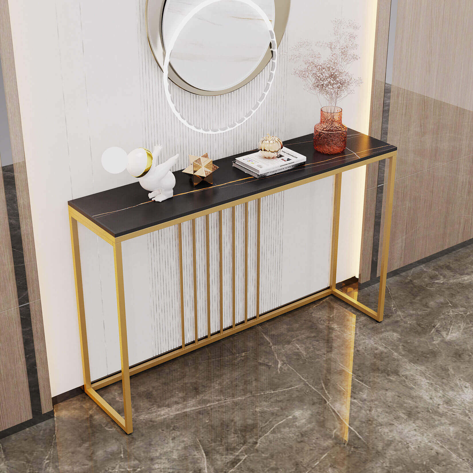 Elegant Nordic Stone Top Console Table