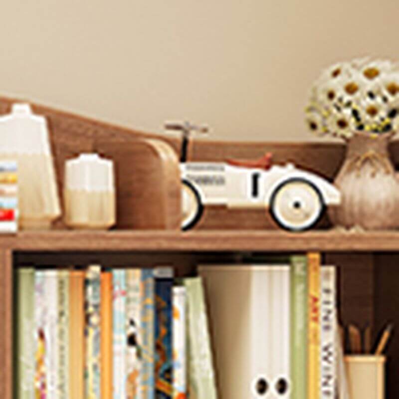 Elegant Nut/Brown Wood Writing Desk with Shelves for Kids and Toddlers
