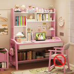Elegant Nut/Brown Wood Writing Desk with Shelves for Kids and Toddlers