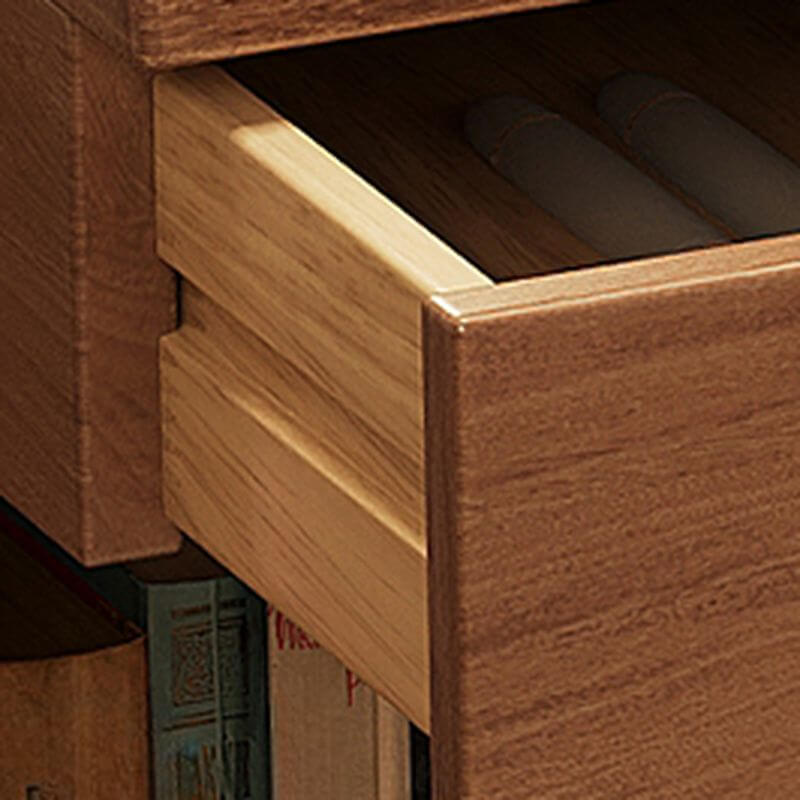 Elegant Nut/Brown Wood Writing Desk with Shelves for Kids and Toddlers