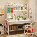 Elegant Nut/Brown Wood Writing Desk with Shelves for Kids and Toddlers