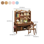 Elegant Nut/Brown Wood Writing Desk with Shelves for Kids and Toddlers Dimensions