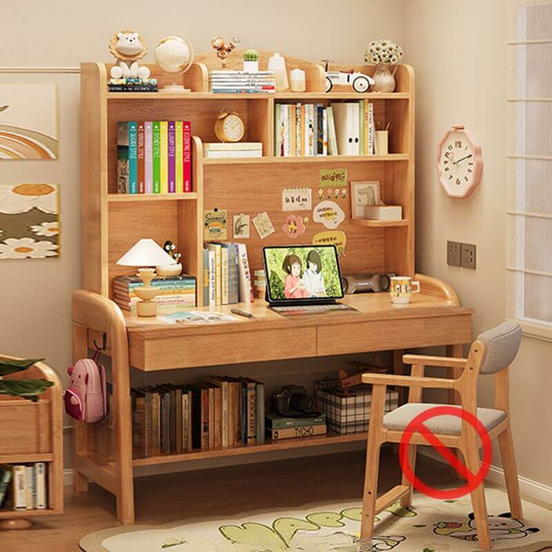 Elegant Nut/Brown Wood Writing Desk with Shelves for Kids and Toddlers Main Product Image