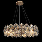 Elegant Rose Gold Crystal Chandelier - 8-Light Tiered Fixture