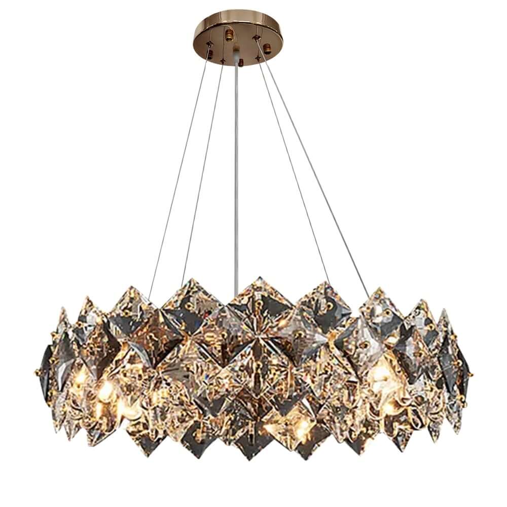 Elegant Rose Gold Crystal Chandelier - 8-Light Tiered Fixture