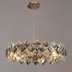 Elegant Rose Gold Crystal Chandelier - 8-Light Tiered Fixture