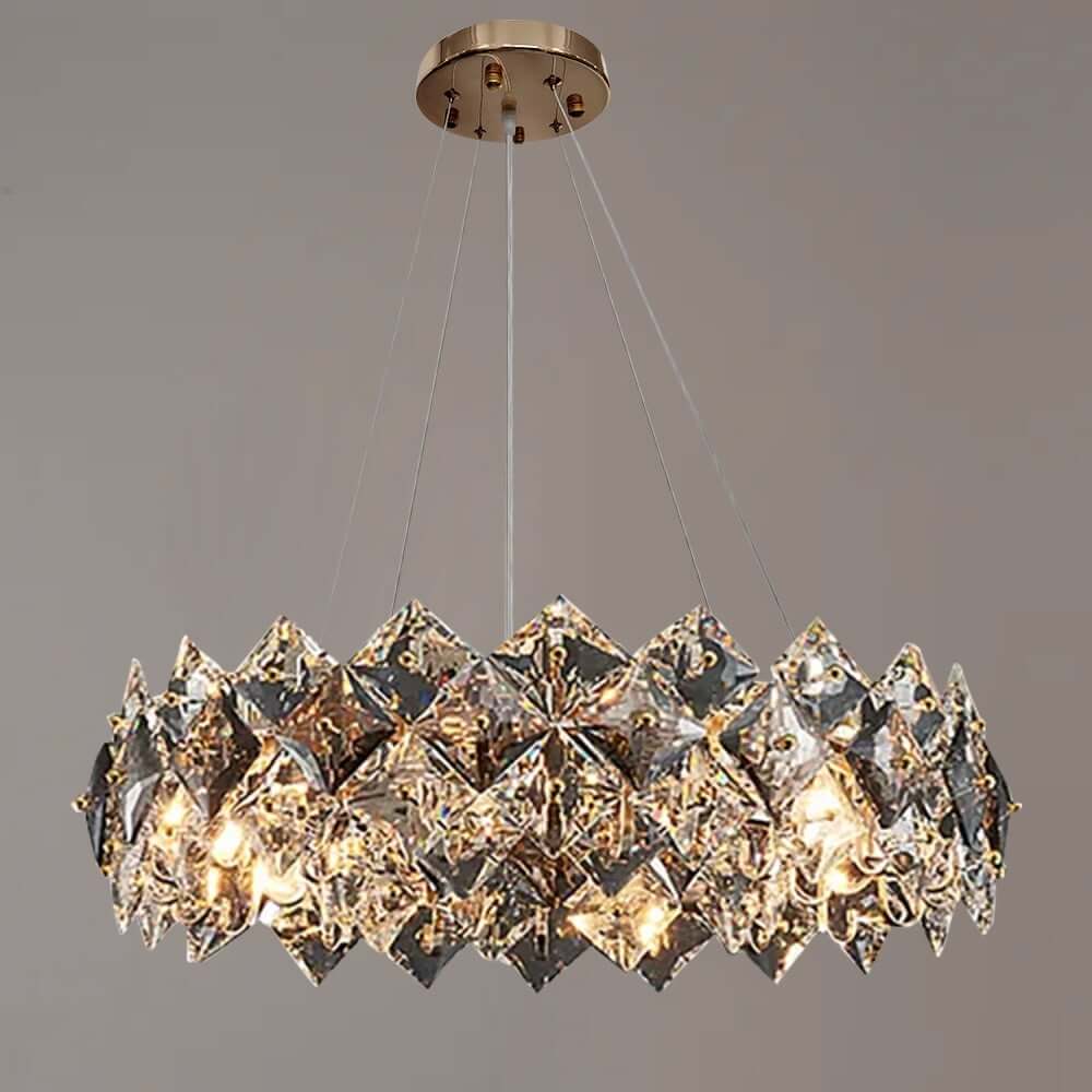 Elegant Rose Gold Crystal Chandelier - 8-Light Tiered Fixture