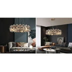 Elegant Rose Gold Crystal Chandelier - 8-Light Tiered Fixture