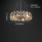 Elegant Rose Gold Crystal Chandelier - 8-Light Tiered Fixture Dimensions